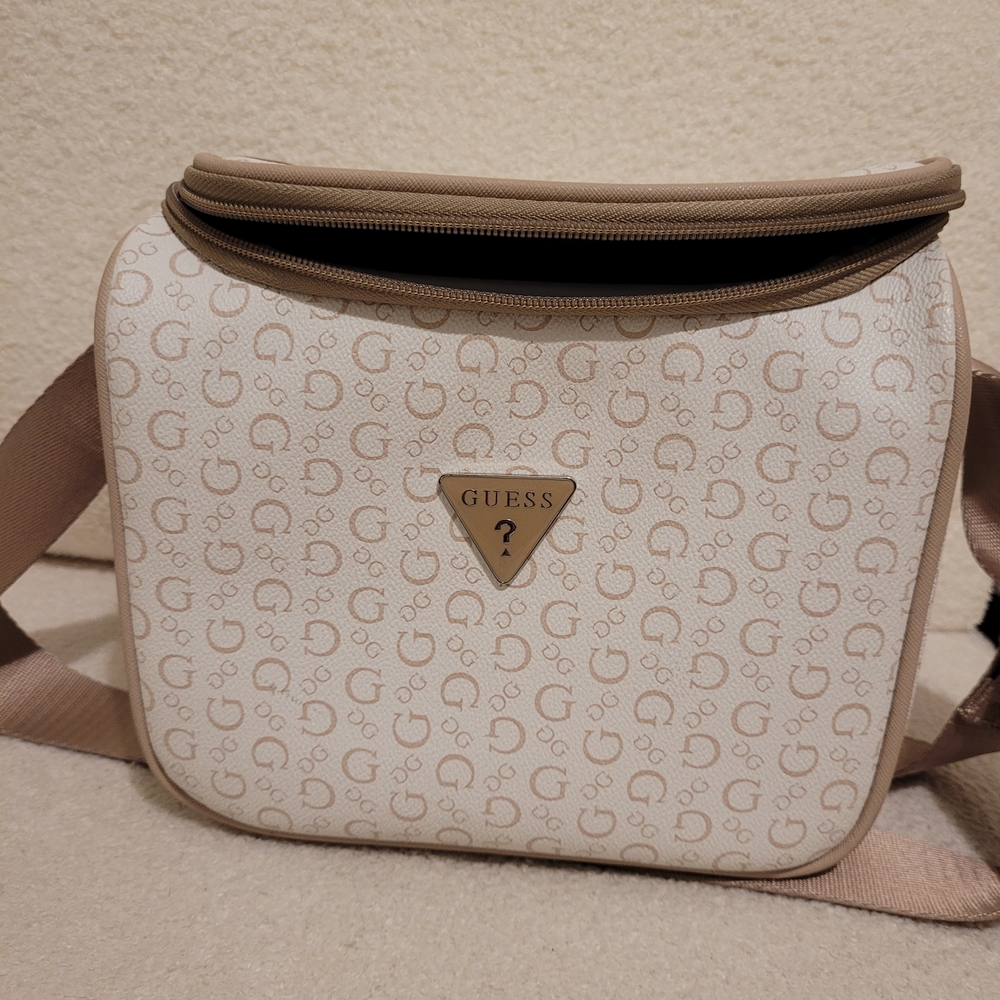 Guess Tan and Cream Logo Crossbody Bag